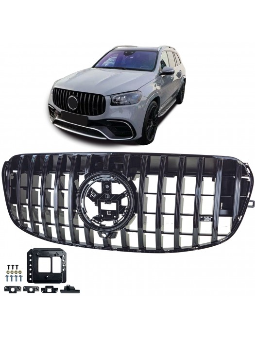 Maska Mercedes Benz GLS X167 (2023+) – GT Panamericana, černá  lesklá (facelift)